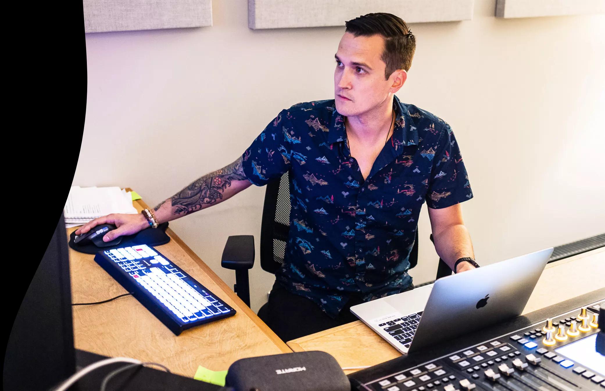 man working at his computer