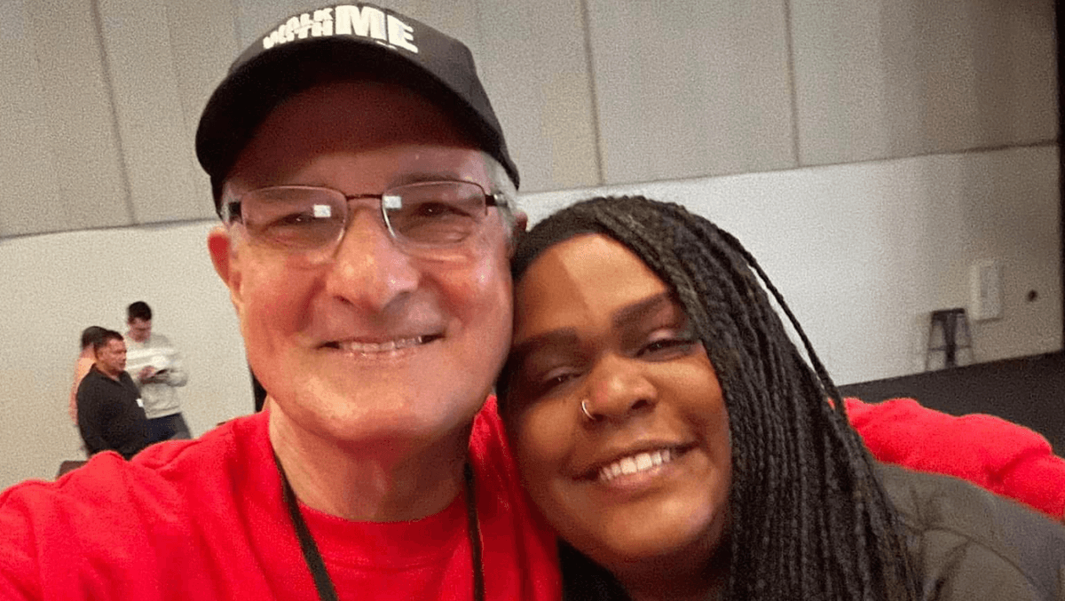 Man and woman smiling