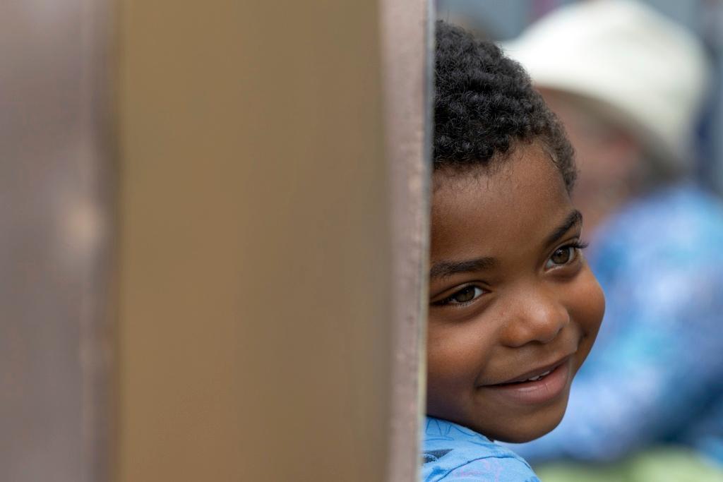 A young boy attends a Juneteenth celebration at the African Burying Ground Memorial Park in Portsmouth, N.H.