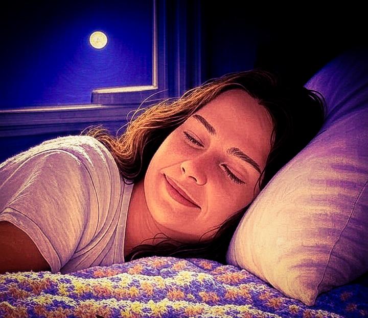 woman smiling asleep