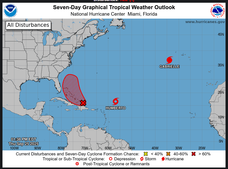New Tropical Storm Likely - Could It Do A Rare Combining 'Fujiwhara Effect' With T/S Humberto?