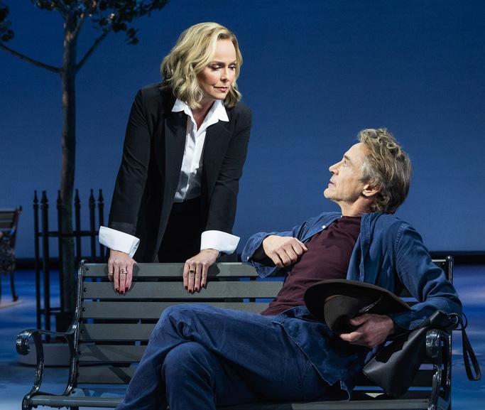 Melora Hardin and Robert Downey Jr. appear during a performance of "McNeal," in New York