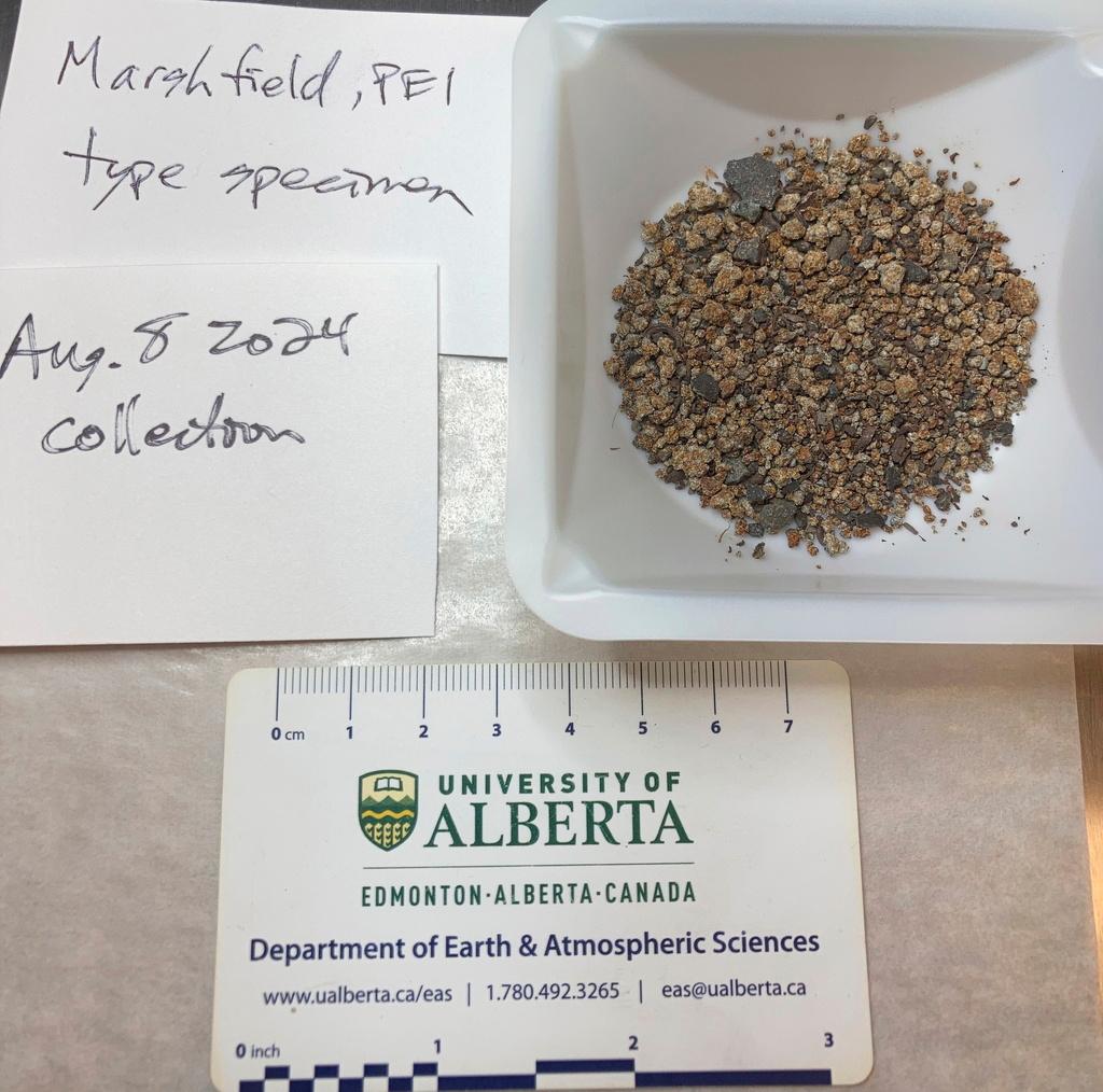 Fragments collected from a meteorite which fell in front of a resident's home in Marshfield, P.E.I., Canada