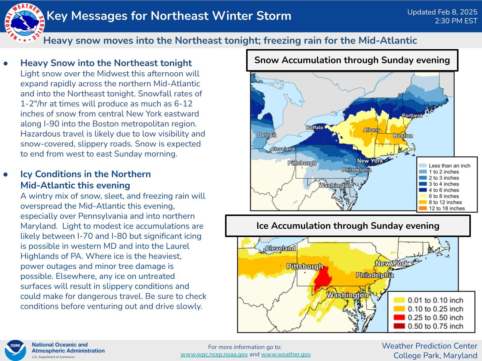 n the meantime, a mix of snow, sleet and freezing rain from the Ohio Valley into the northern Mid-Atlantic region could result in significant icing in the Central Appalachians