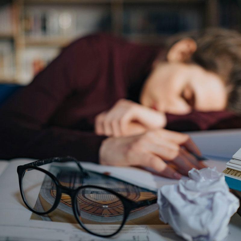 very sleepy woman