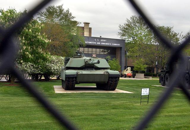 M1 Abrams tank is displayed outside the Tank-Army Automotive and Armaments Command (TACOM) in Warren, Mich.